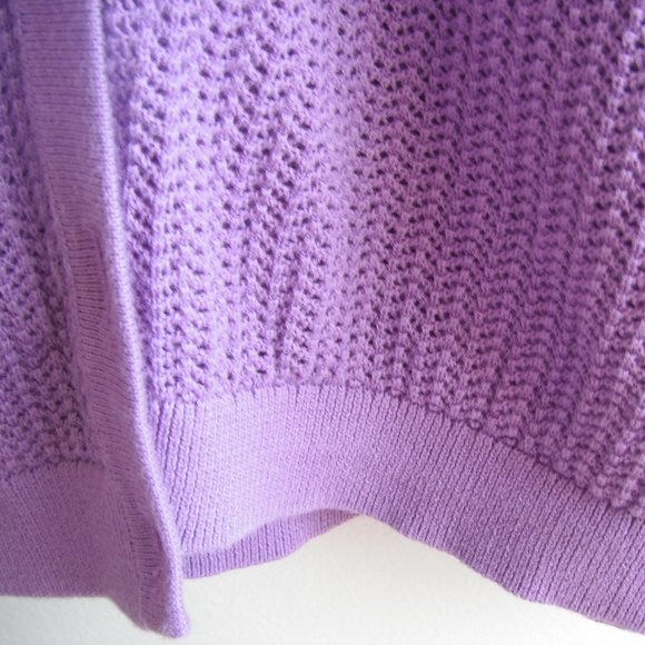 Talbots MP Button Front Sweater Cardigan Light Purple 100%Pima Cotton 3/4 Sleeve - Picture 8 of 14